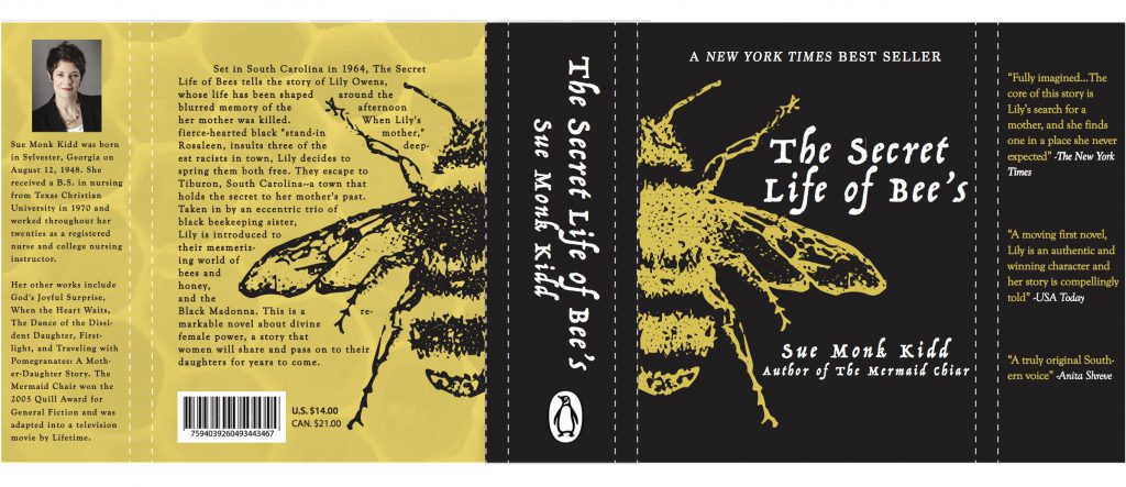 A book cover with a bee on it in yellow and black