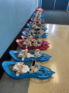 Snowshoes in the school hallway