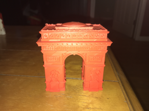 Orange 3D rendering of The Arch of Triumph
