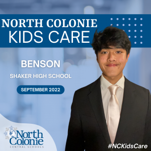 picture of Benson, North Colonie's Sept. 2022 Kids Care Recipient