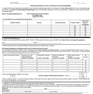picture of free and reduced meals application