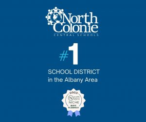 North Colonie Central Schools Logo; #1 School District in the Albany Area; Niche 2023 Award Logo