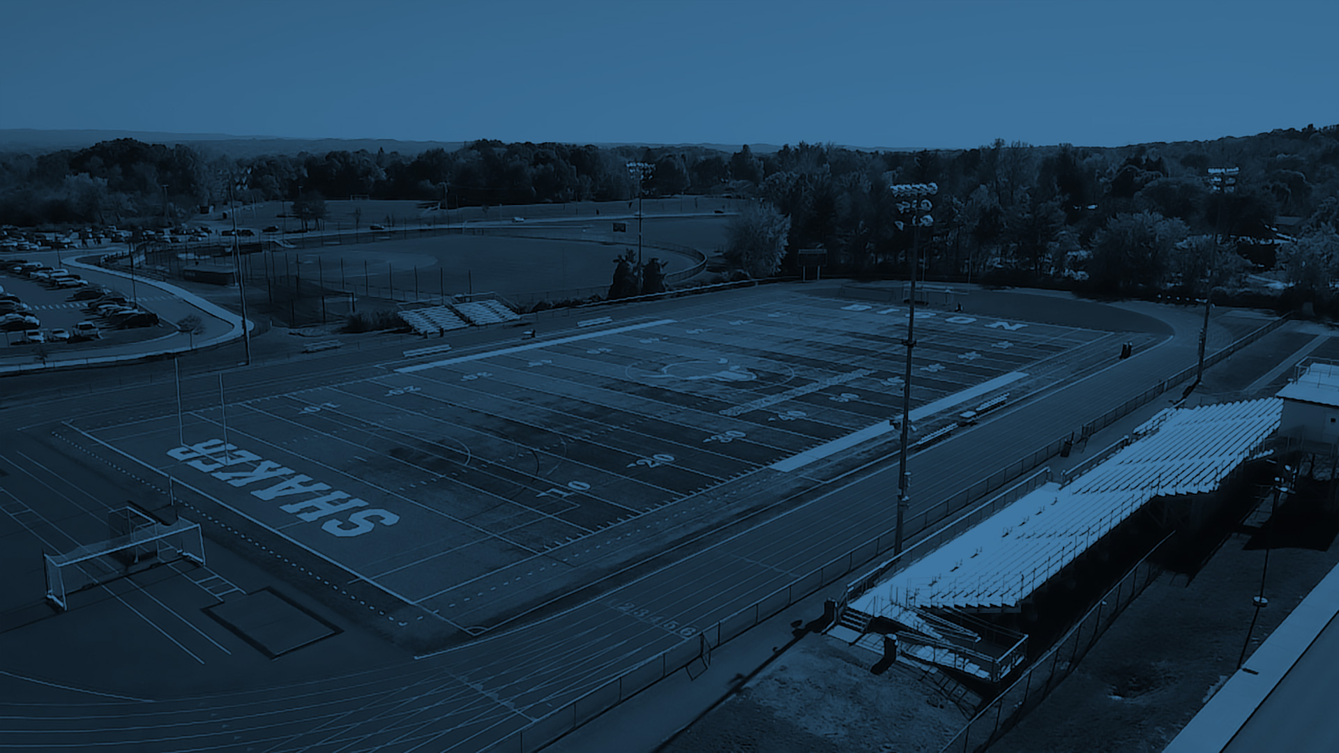 Drone shot of the Shaker High School football field.