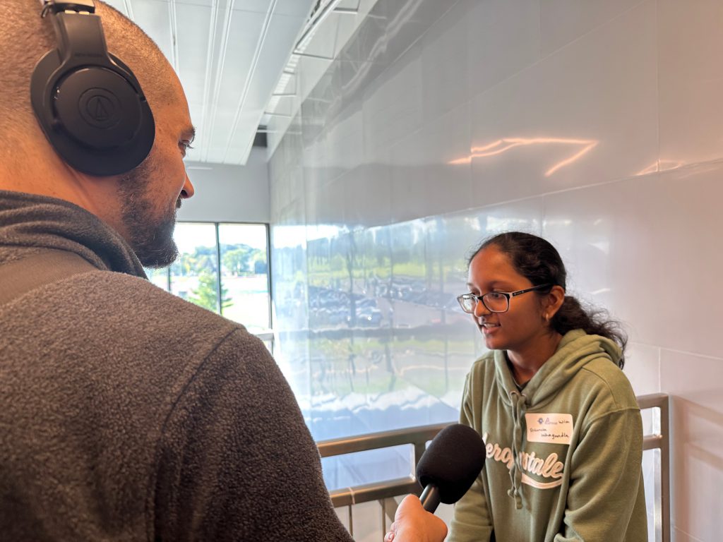 Another student gets interviewed as part of the event.