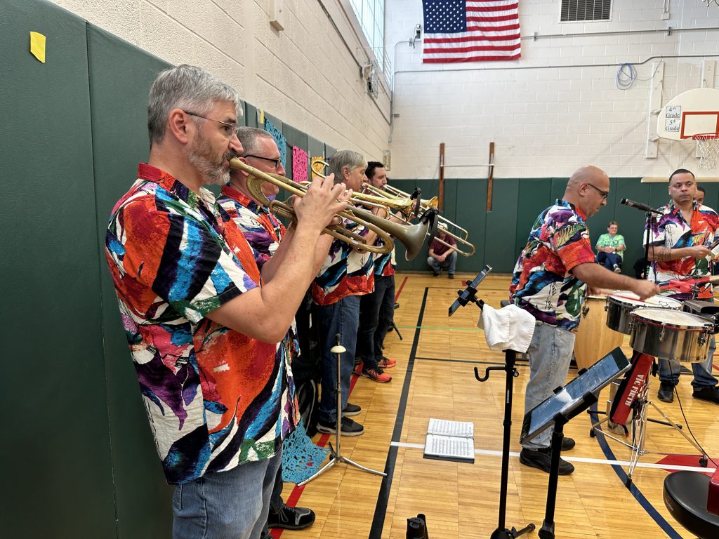 An image of the horns section of Alex Torres & His Latin Orchestra.