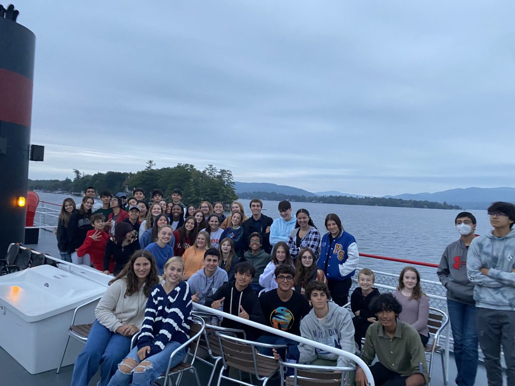 An image of a group of students on a boat ride in Lake George.