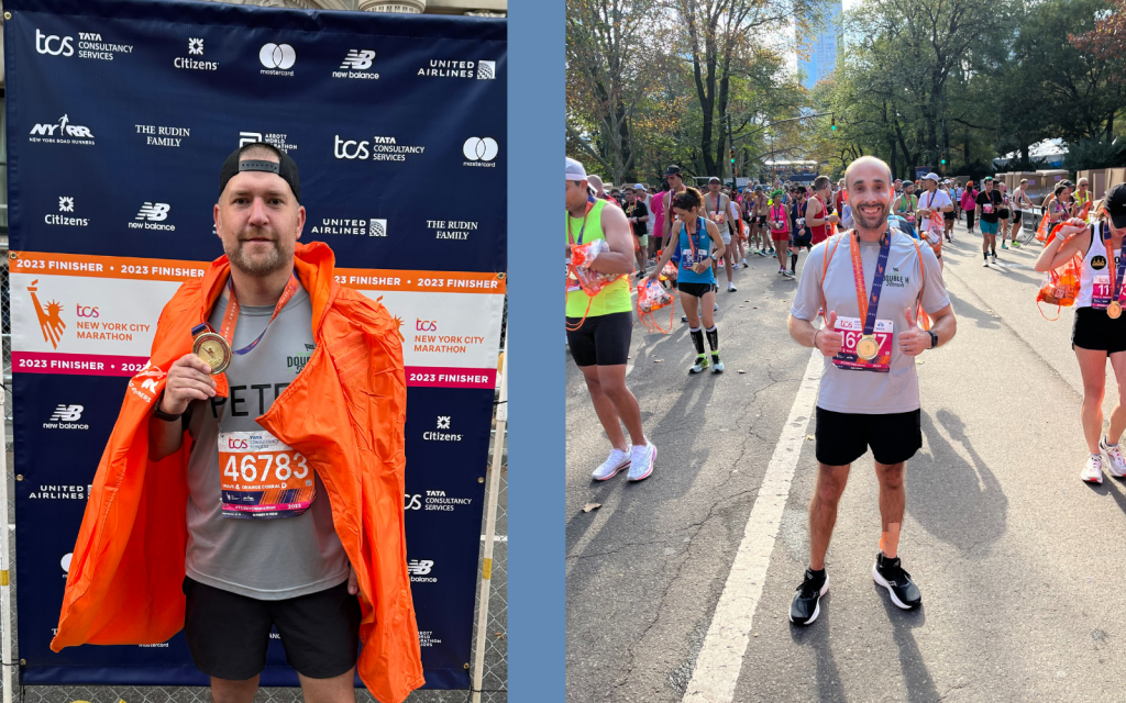 An image of NYC Marathon finishers Peter Gannon and Chris Marsh.
