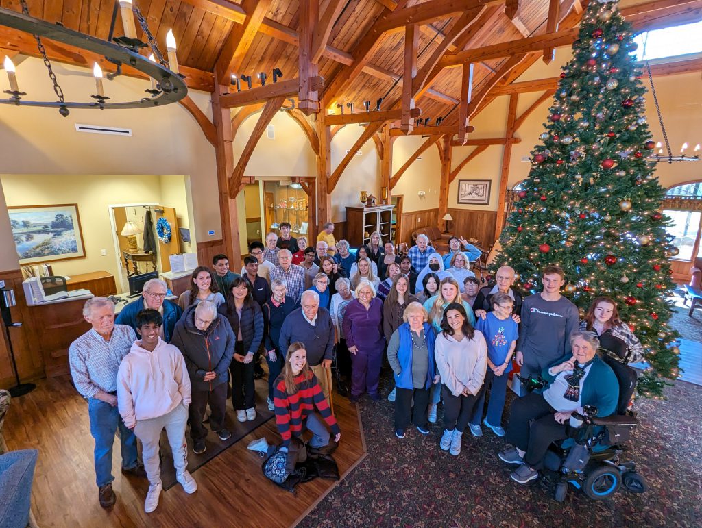 An image of a group photo of the Shaker Students and their pen pals